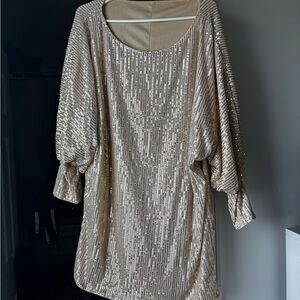 Stunning Gold Sequin Long Sleeve Dress